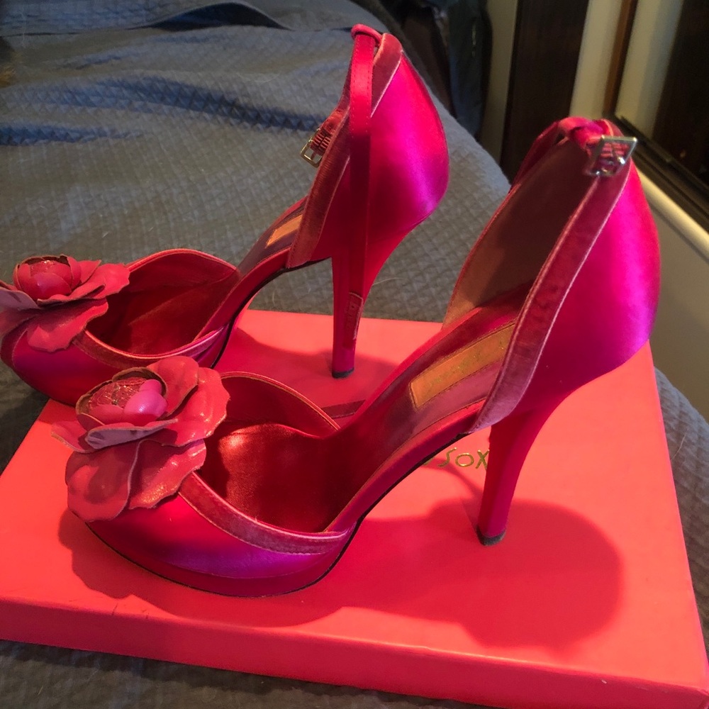 Pink satin heels